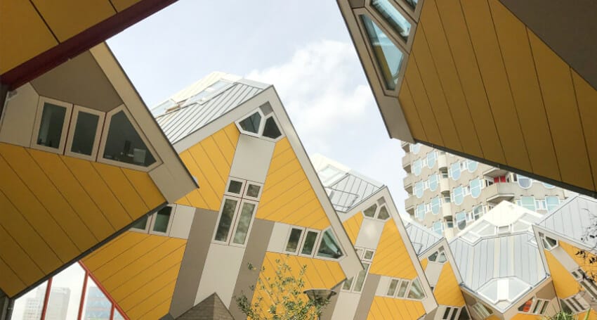 Innovative cube houses in Amsterdam, Netherlands.